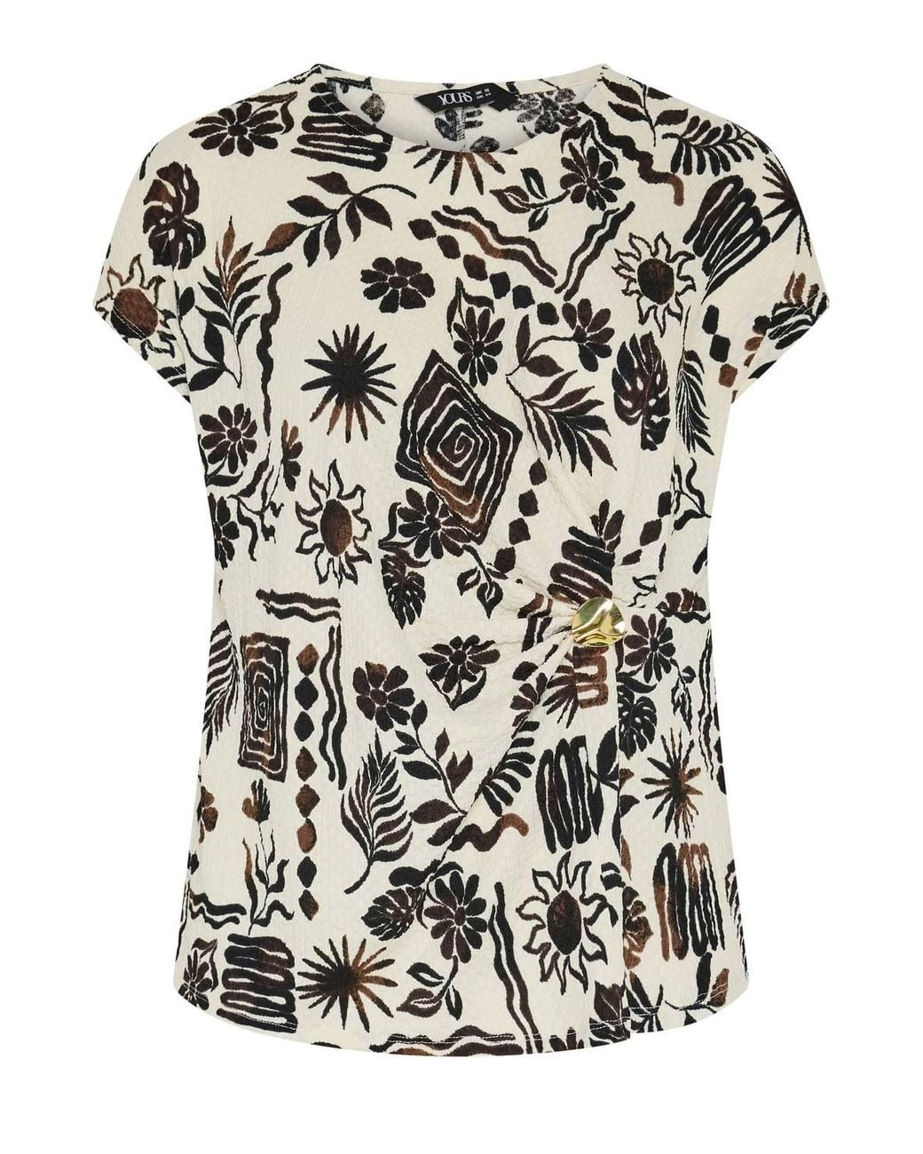 Yours White Printed Grown On Sleeve Top