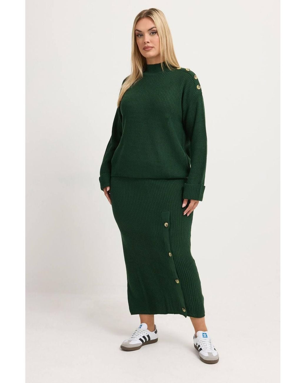 Yours Green High Neck Knitted Jumper