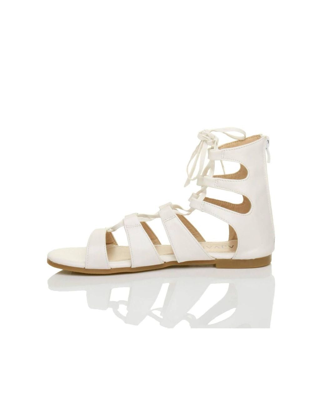 AJVANI White Tie Up Gladiator Sandals
