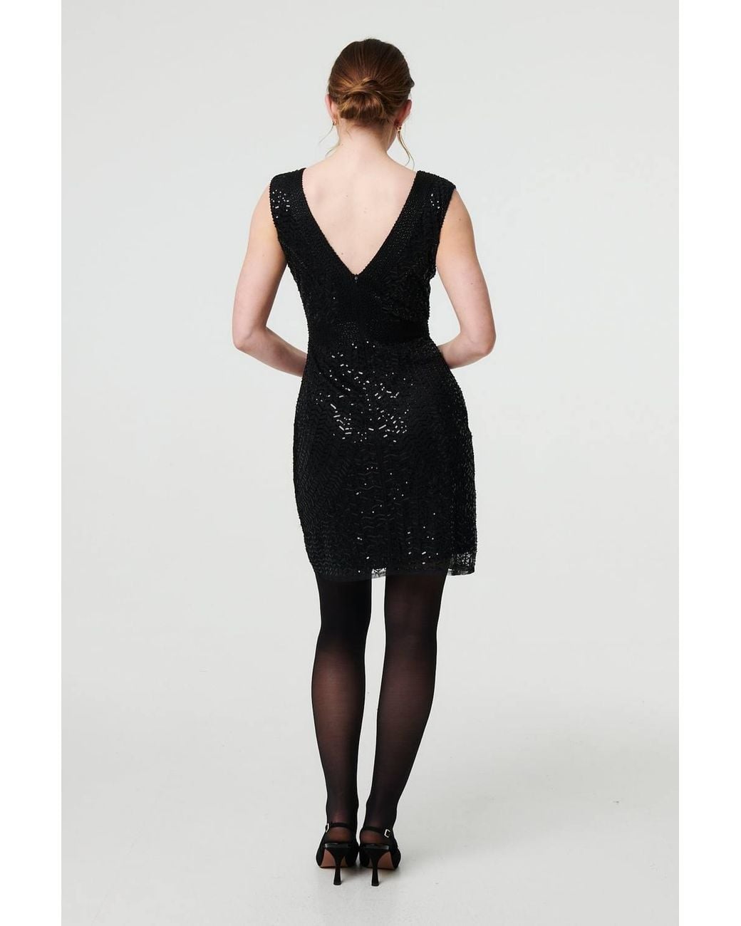 Izabel London Black Sequin Embellished Sleeveless Mini Dress