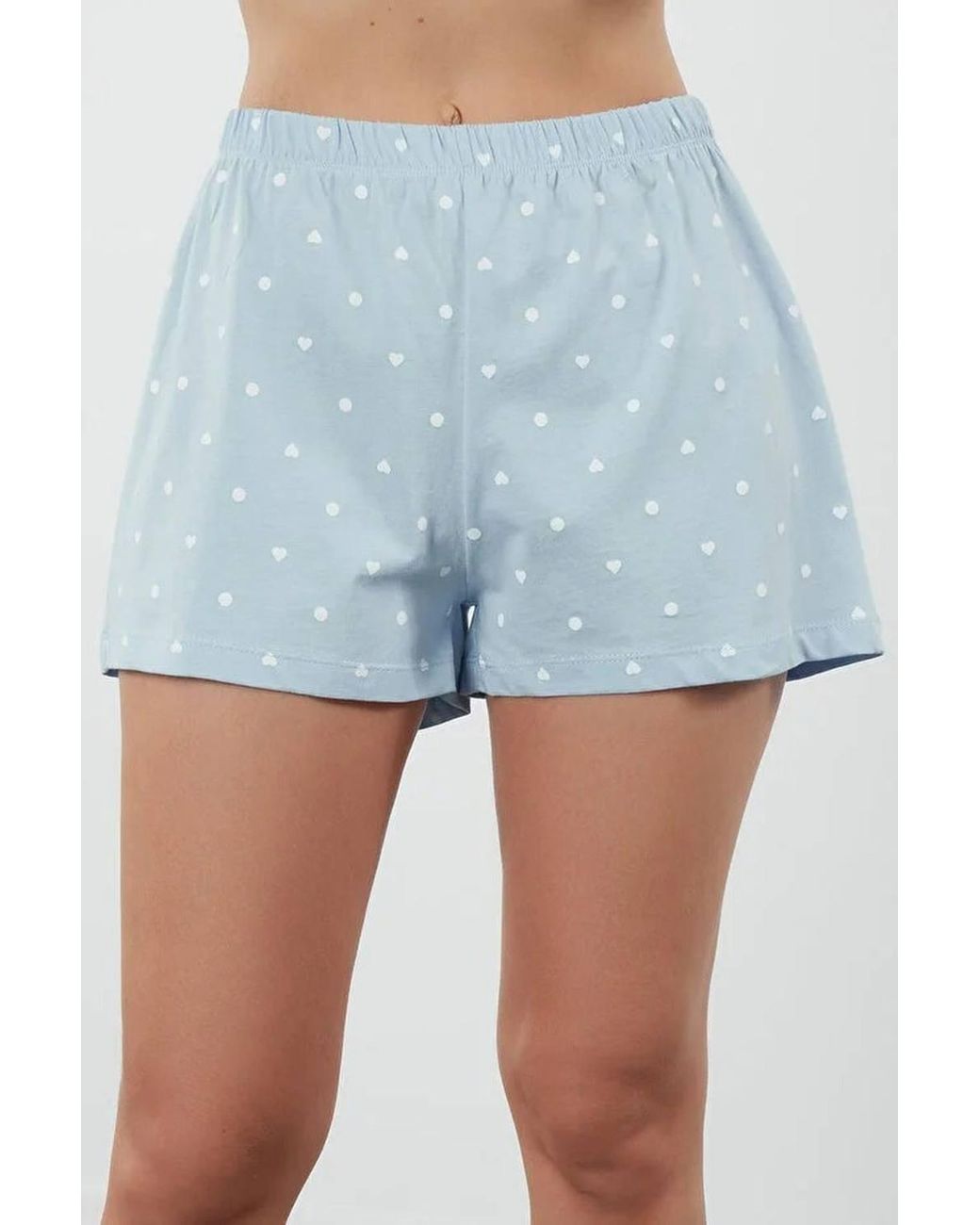 WOVCOR Blue Polka Dot & Heart Print Short Pyjama Set