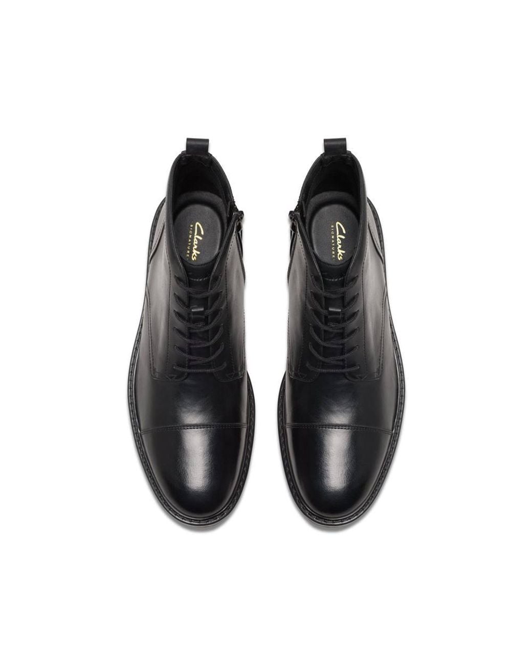 Clarks Black Aldwin Cap Leather Ankle Boots, Lace Up for men