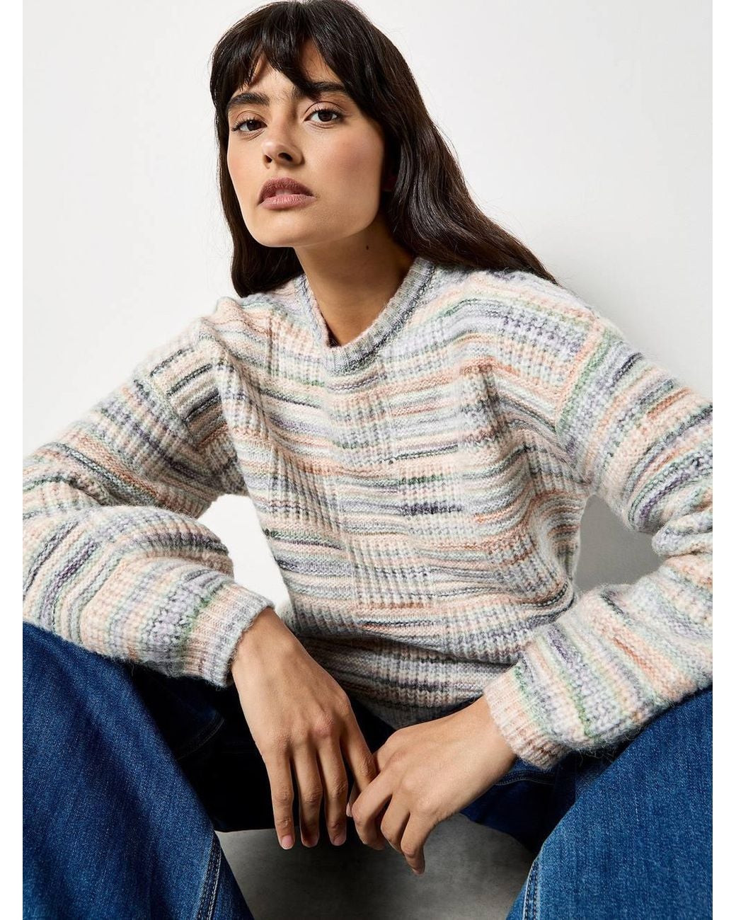 Apricot White Soft Chunky Knit Space Dye Jumper