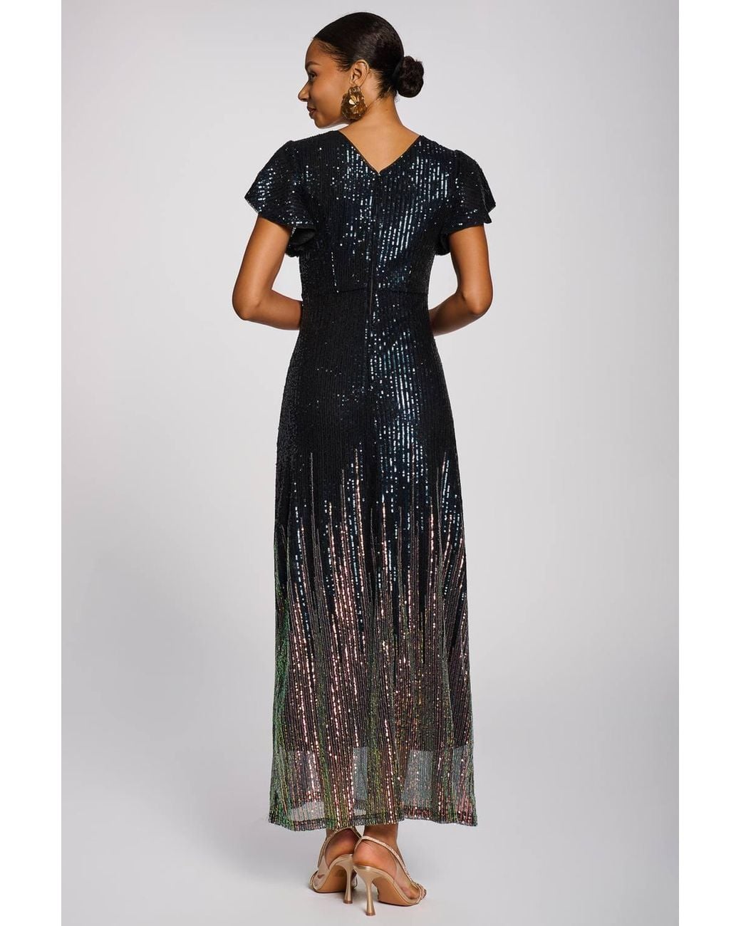 Jolie Moi Multicolor Placement Patterned Sequin Maxi Dress