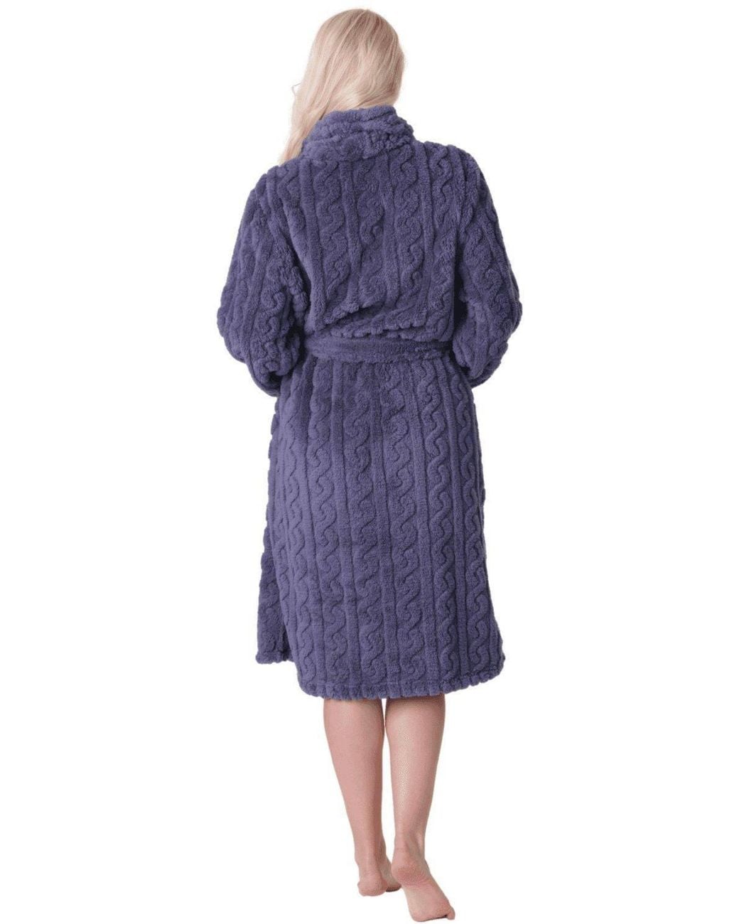 CAMILLE Blue Supersoft Luxury Fleece Jaquard Bathrobe