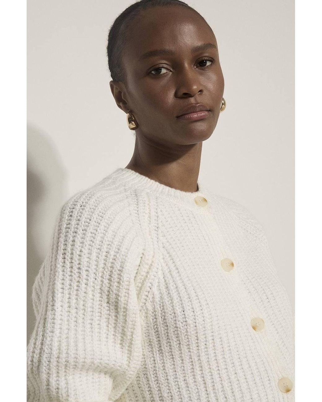 Apricot Natural Cotton Blend Chunky Ribbed Knit Cardigan