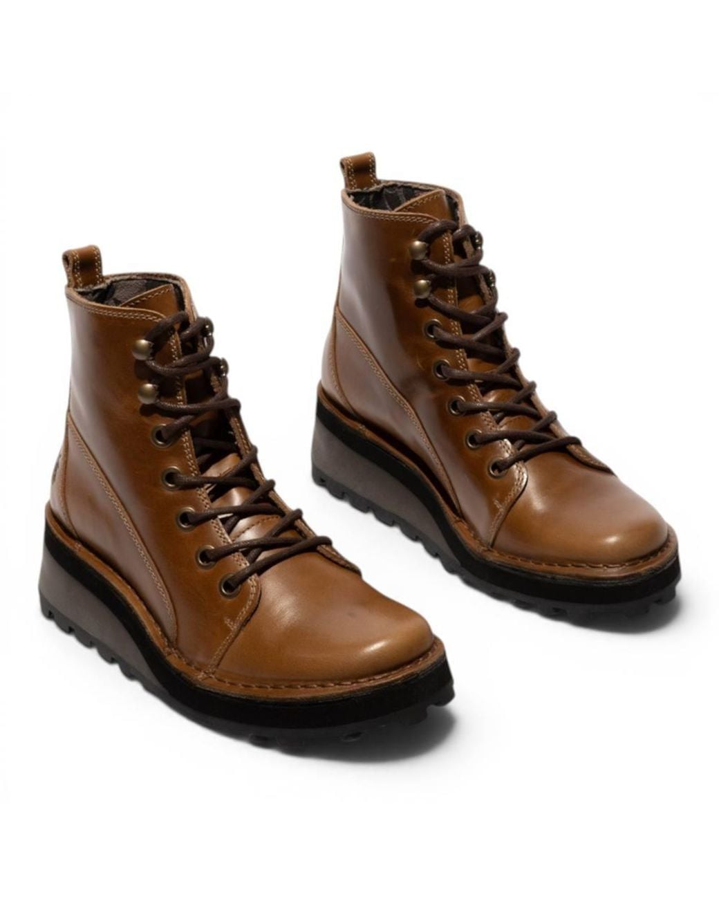 Infinity Leather Brown Fly London Leather Lace-Up Ankle Boots