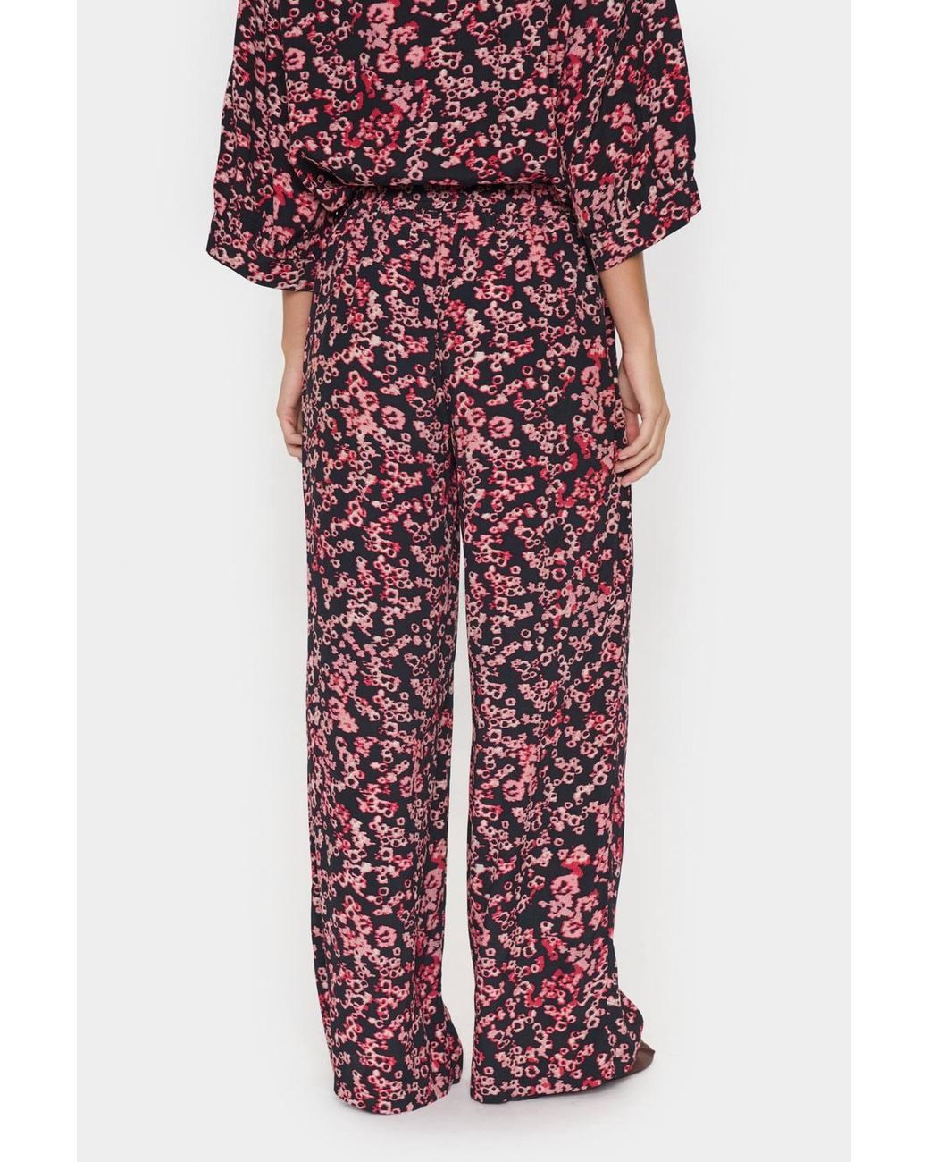 Saint Tropez Red Jeahsz High Waisted Wide Leg Trousers