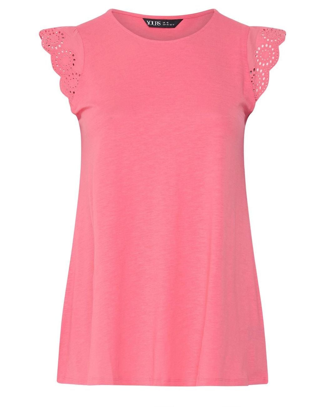 Yours Pink Broderie Anglaise Frill Vest Top
