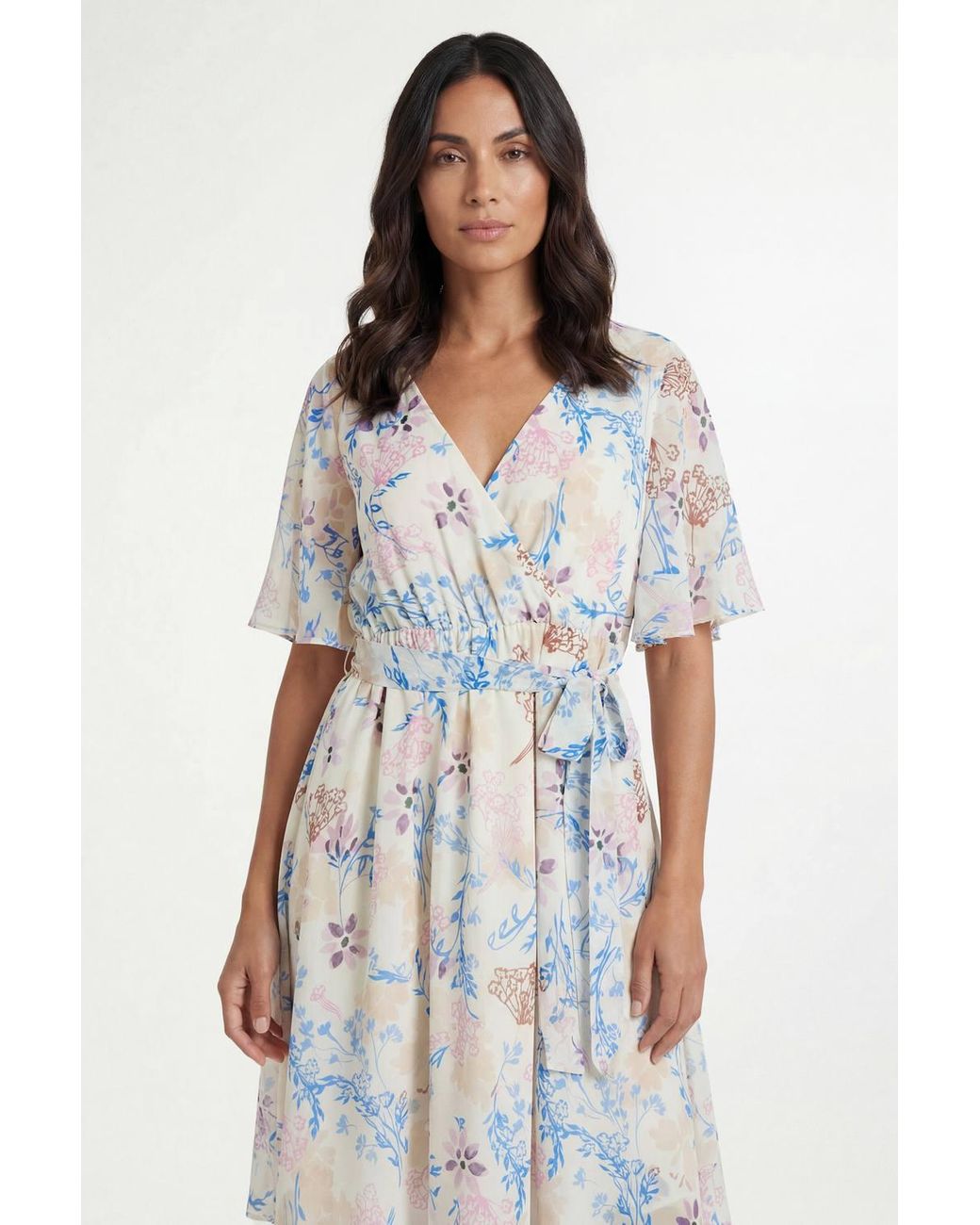 Wallis Blue Floral Print Ruffle Maxi Dress