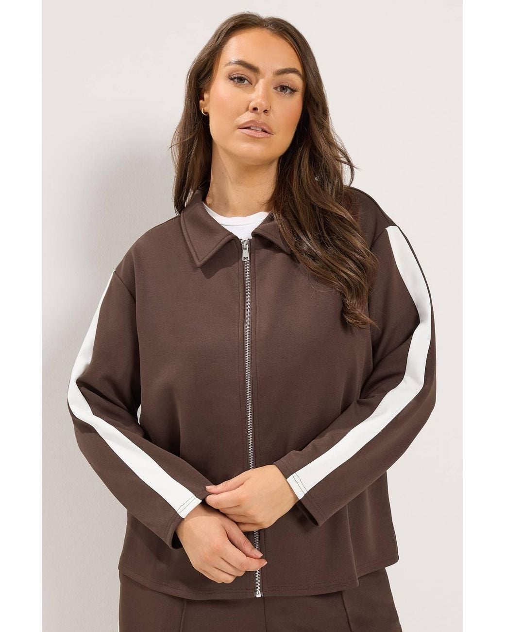 Yours Brown Side Stripe Jacket