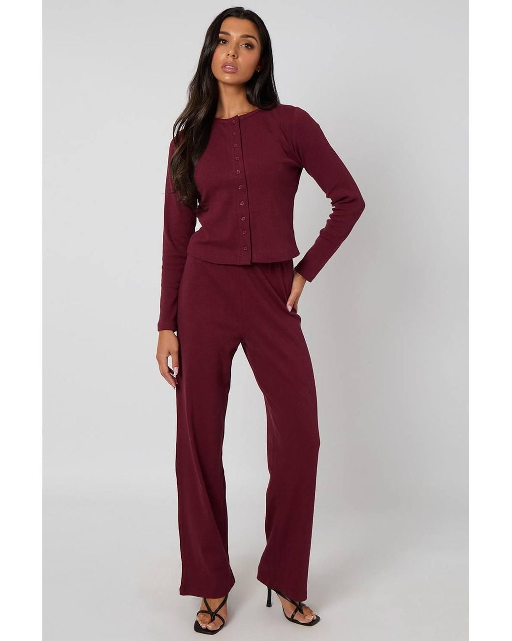 Urban Bliss Red Button Front Top