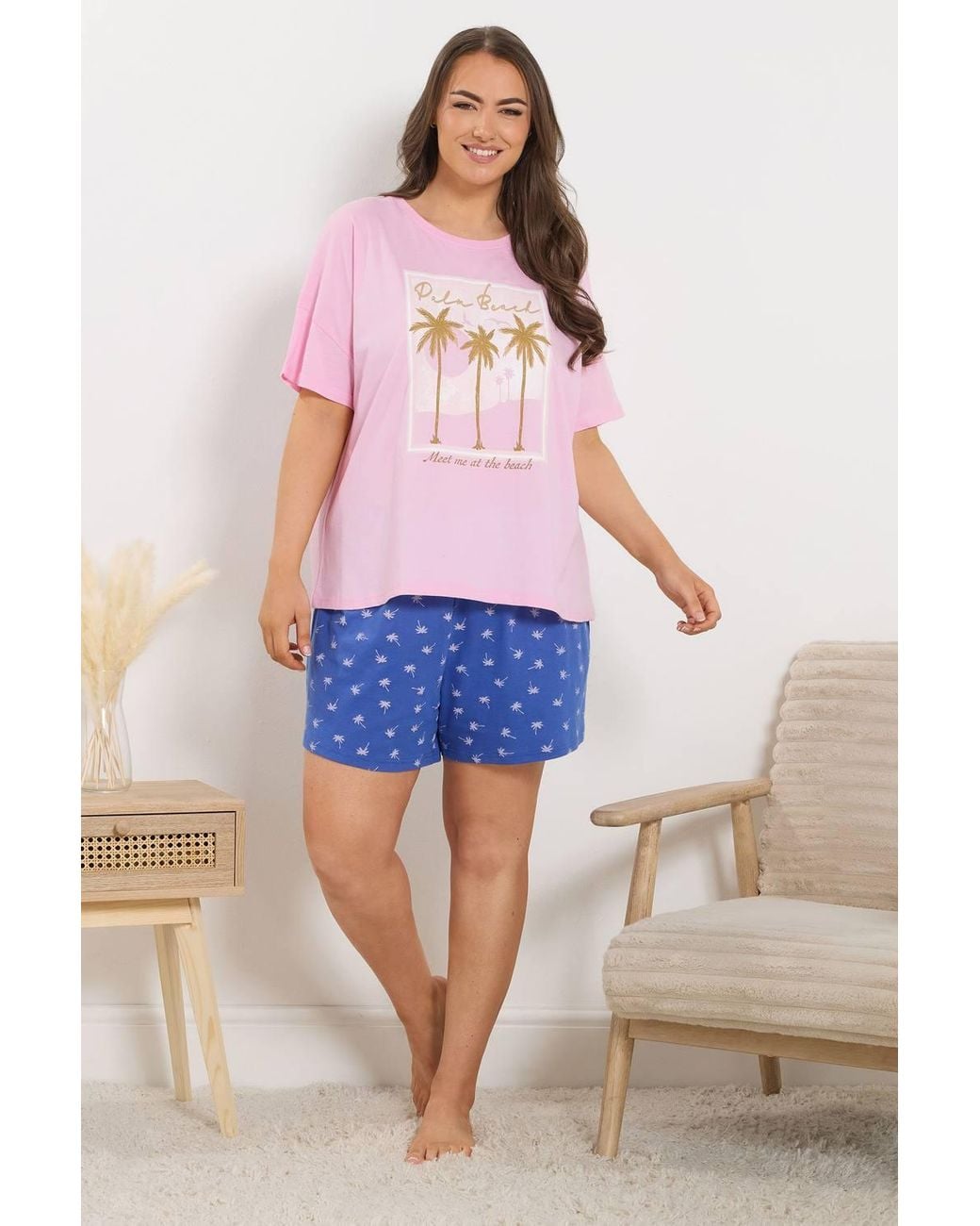 Yours Pink Slogan Pyjama Top