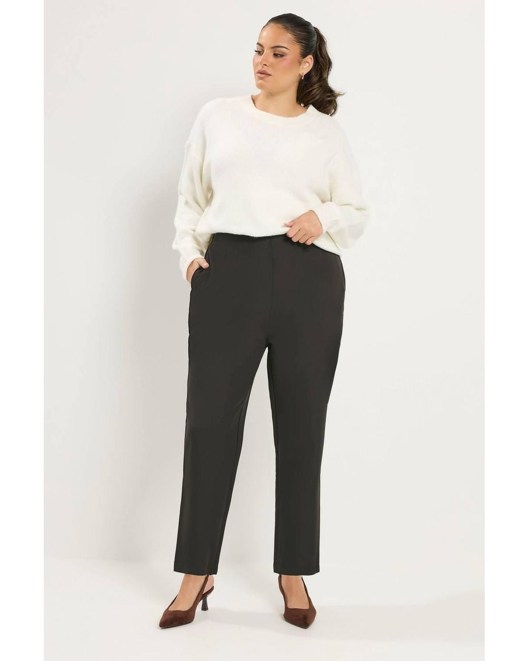 Yours Black Darted Waist Trousers