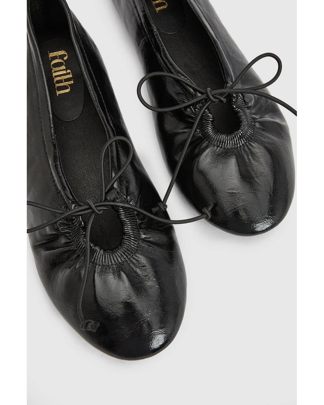 Dorothy Perkins Blue Faith: Jade Faux Leather Bow Detail Ballet Pumps