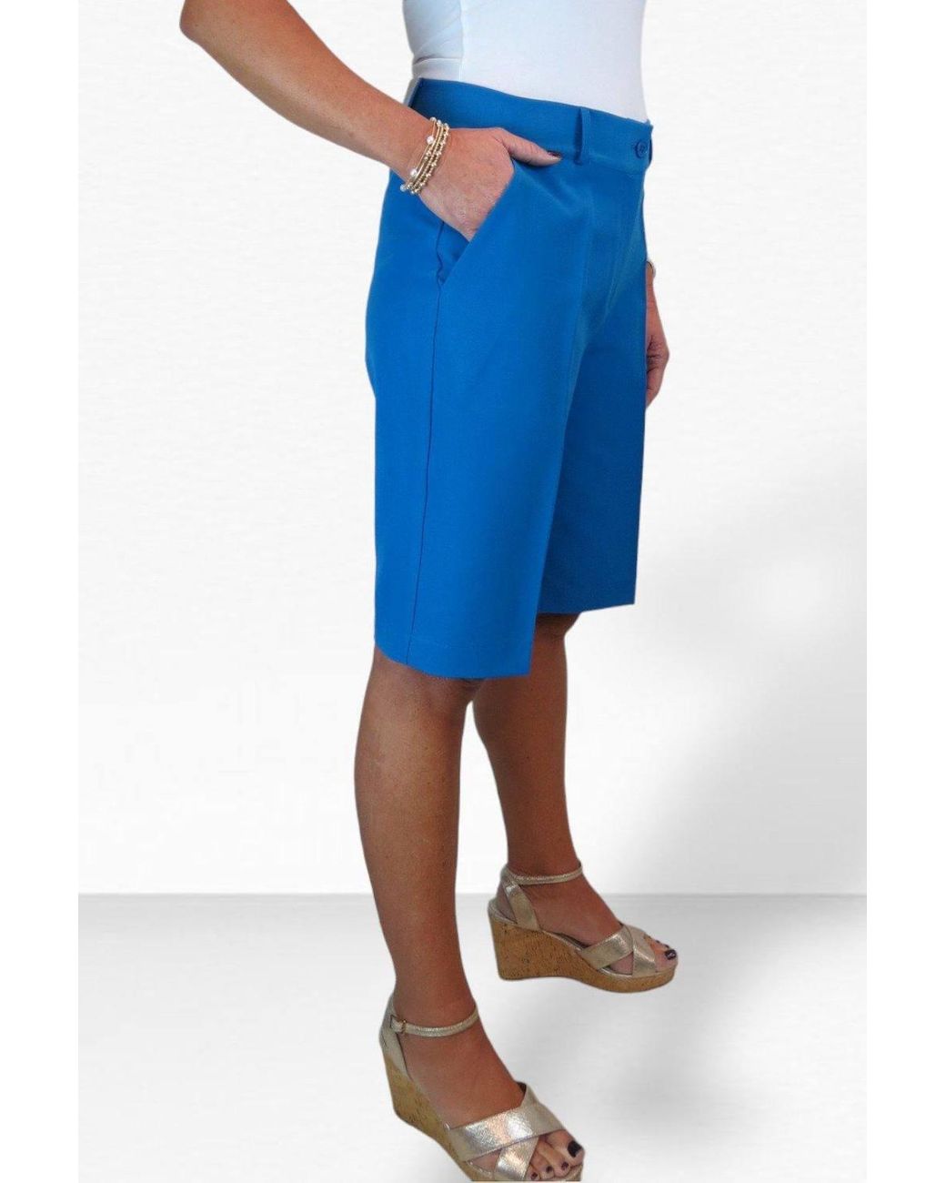 Paulo Due Blue Smart Pleated Tailored Shorts