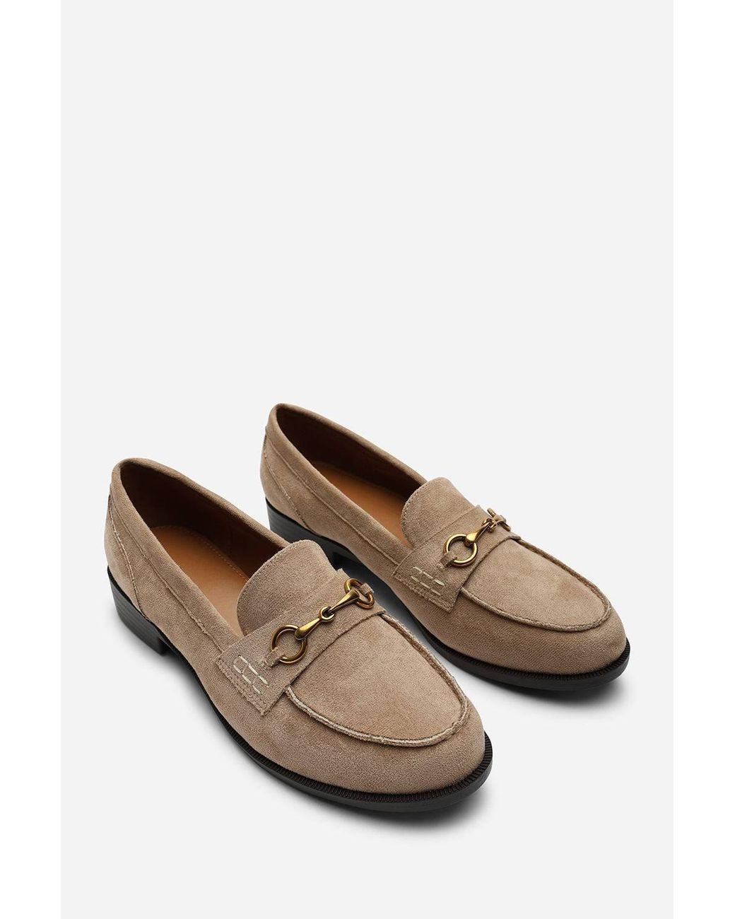 Where's That From Natural Maelynn Round Toe Single Metal Bar Loafers