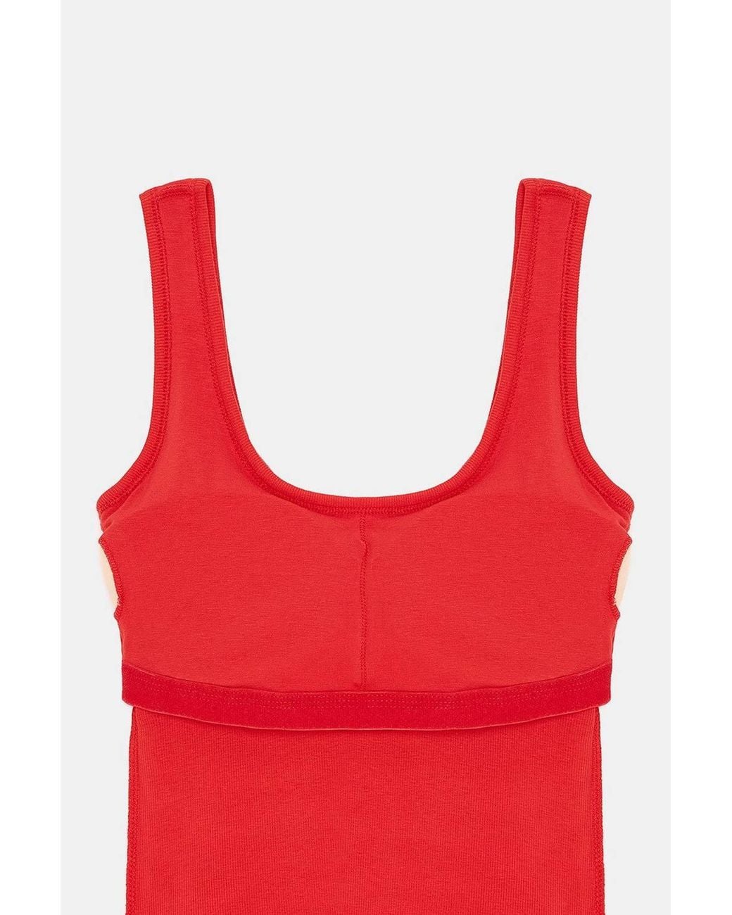 Dilvin Red Slim Fit Sleeveless Jersey Cami Blouse