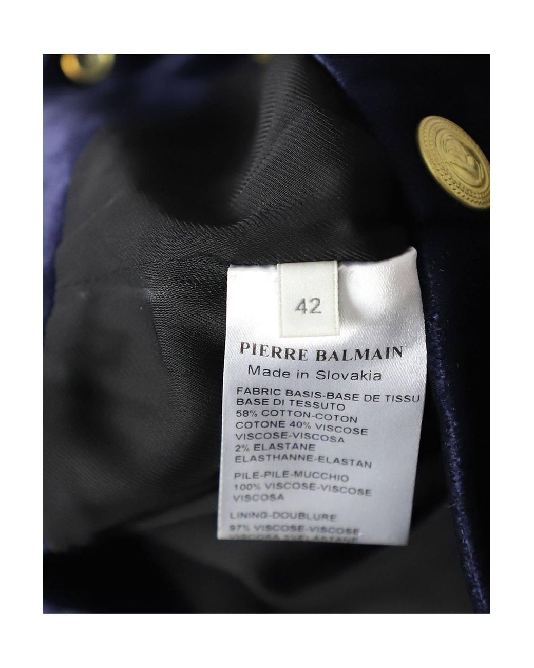 Balmain Blue Preloved Military Blazer & Shorts Set Velvet