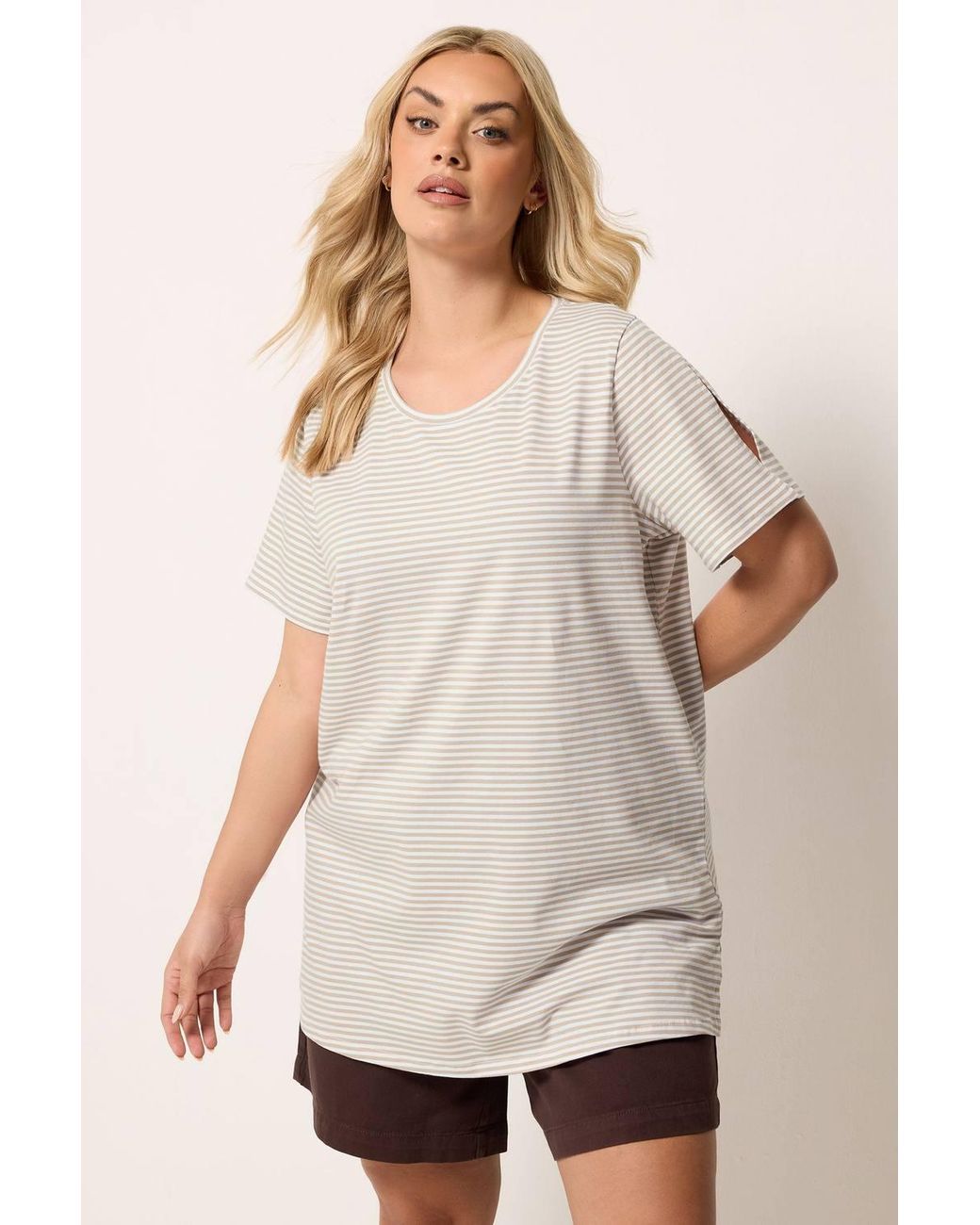 Yours Natural Stripe Swing T-Shirt