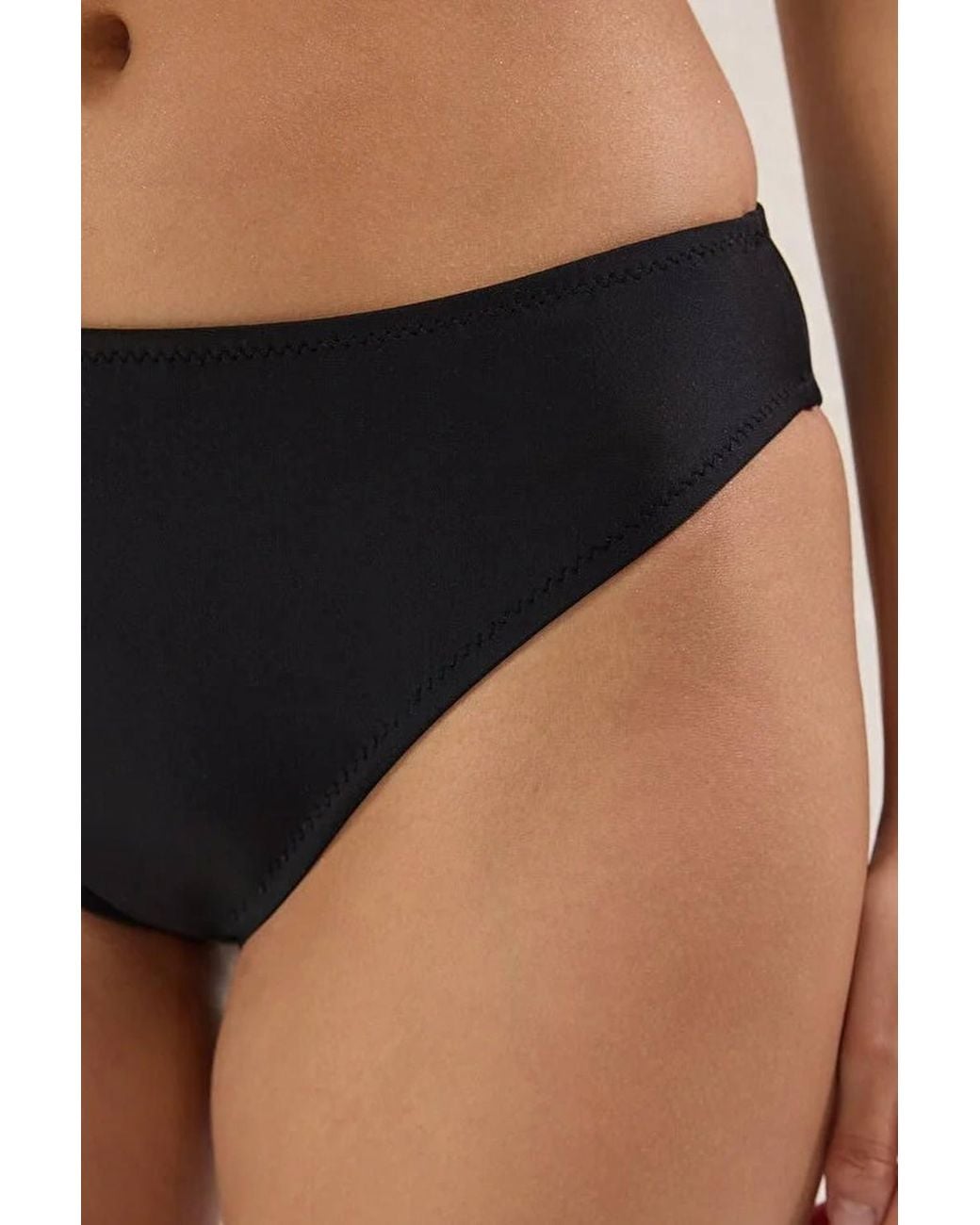 WOVCOR Black Basic Regular Waist Bikini Bottom W/ Minimal Clean Finish