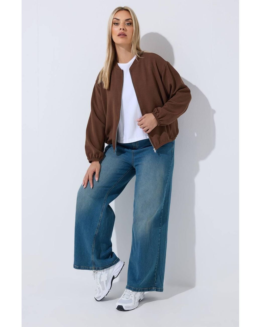 Yours Brown Zip Bomber Jacket