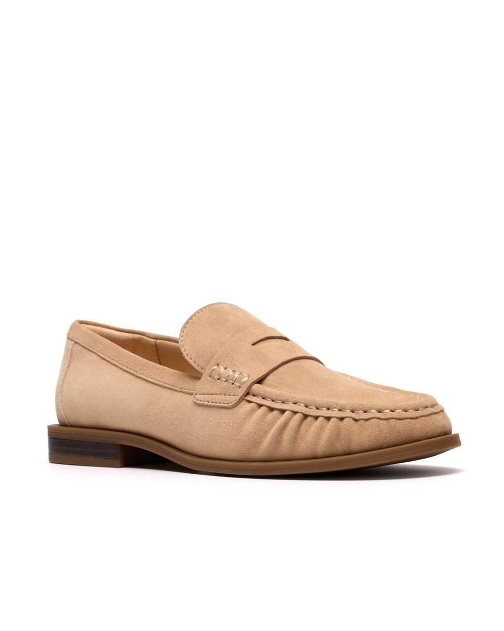 Clarks Natural Alixea Walk Warm Sand Suede Loafers, Slip Ons