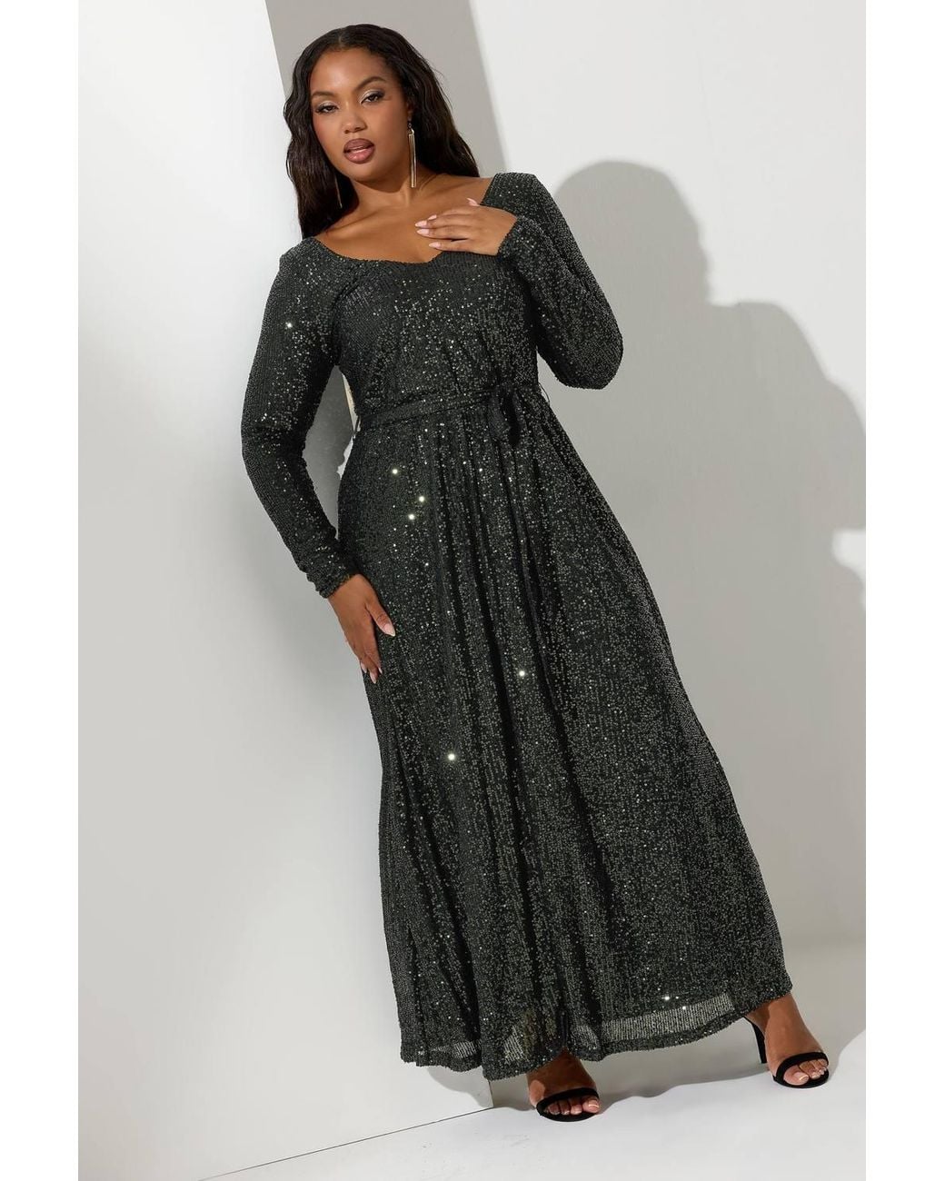 Yours Black Sequin Maxi Dress