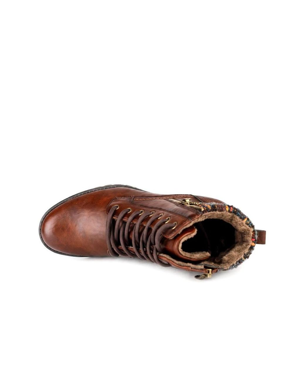 Pavers Brown Relife Block Heeled Knitted Cuff Ankle Boots