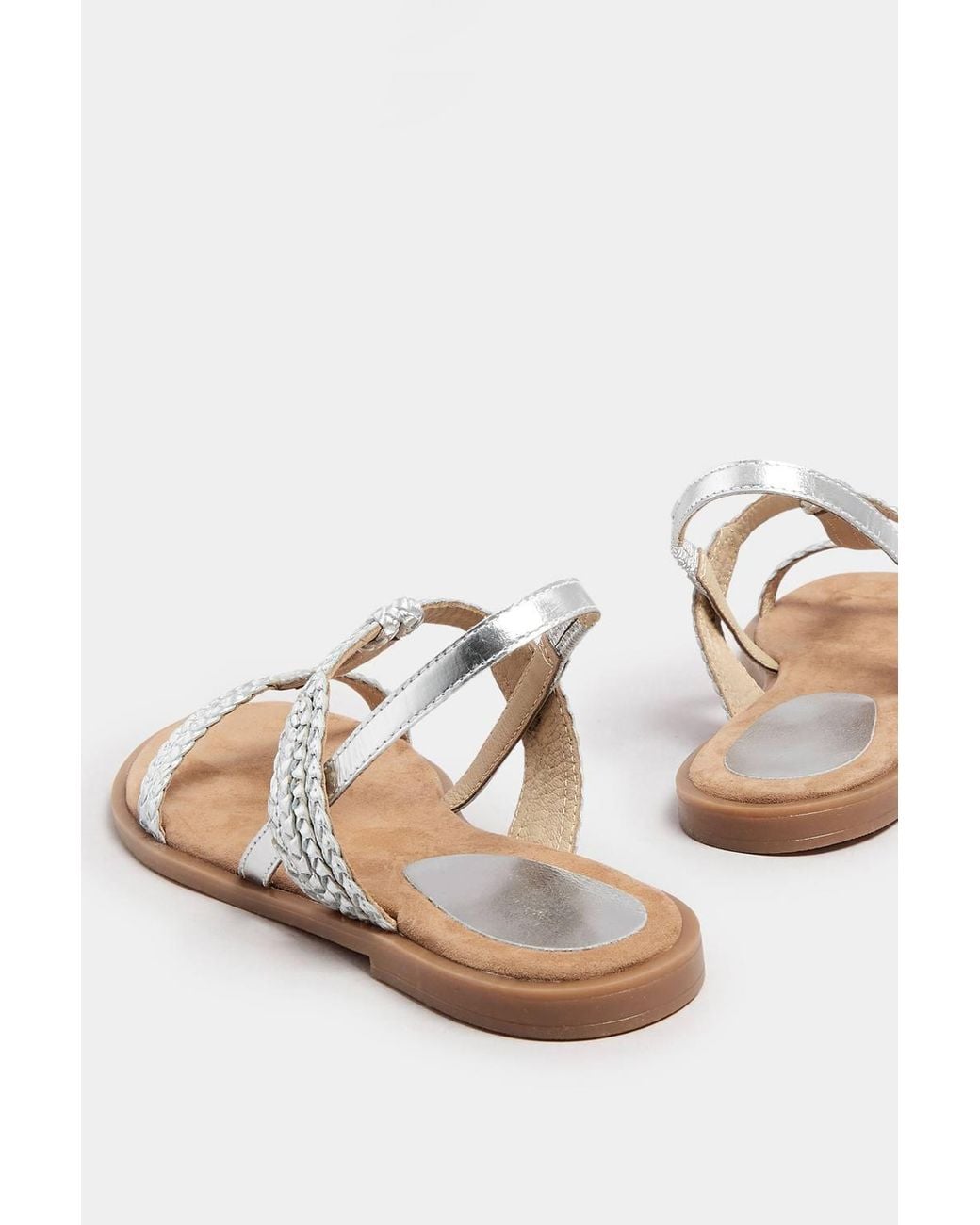 Long Tall Sally Blue Leather Plaited Strap Sandals