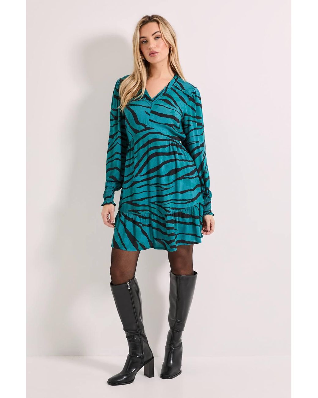 Dorothy Perkins Blue Frill Detail Tiered Smock Printed Mini Dress