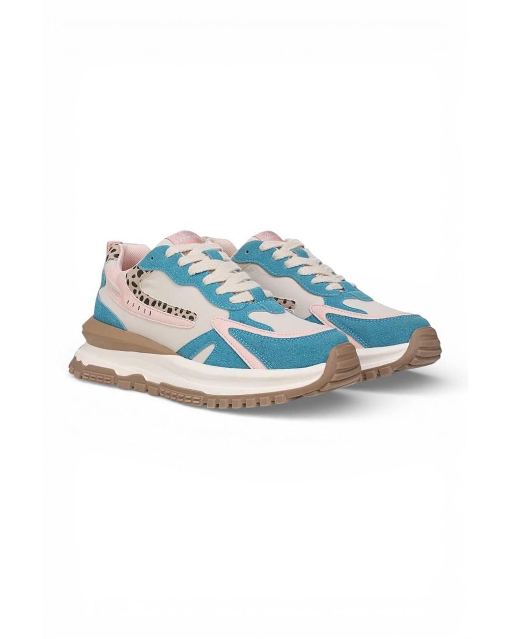 Infinity Leather Blue Retro Lace-Up Chunky Sneakers Shoes