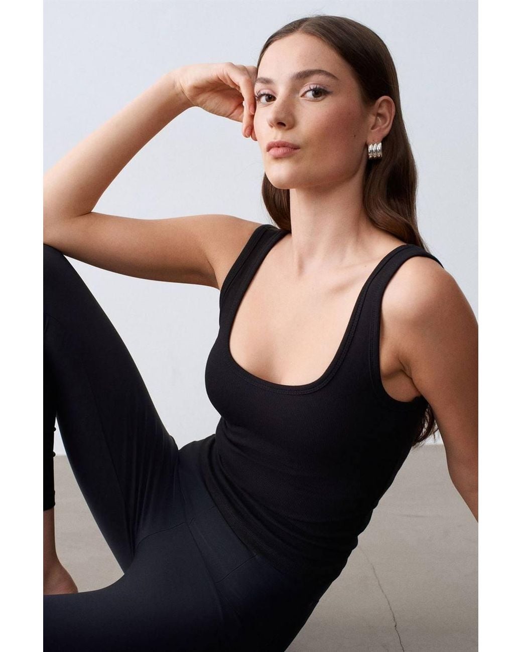 Dilvin Blue Slim Fit Sleeveless Jersey Cami Blouse