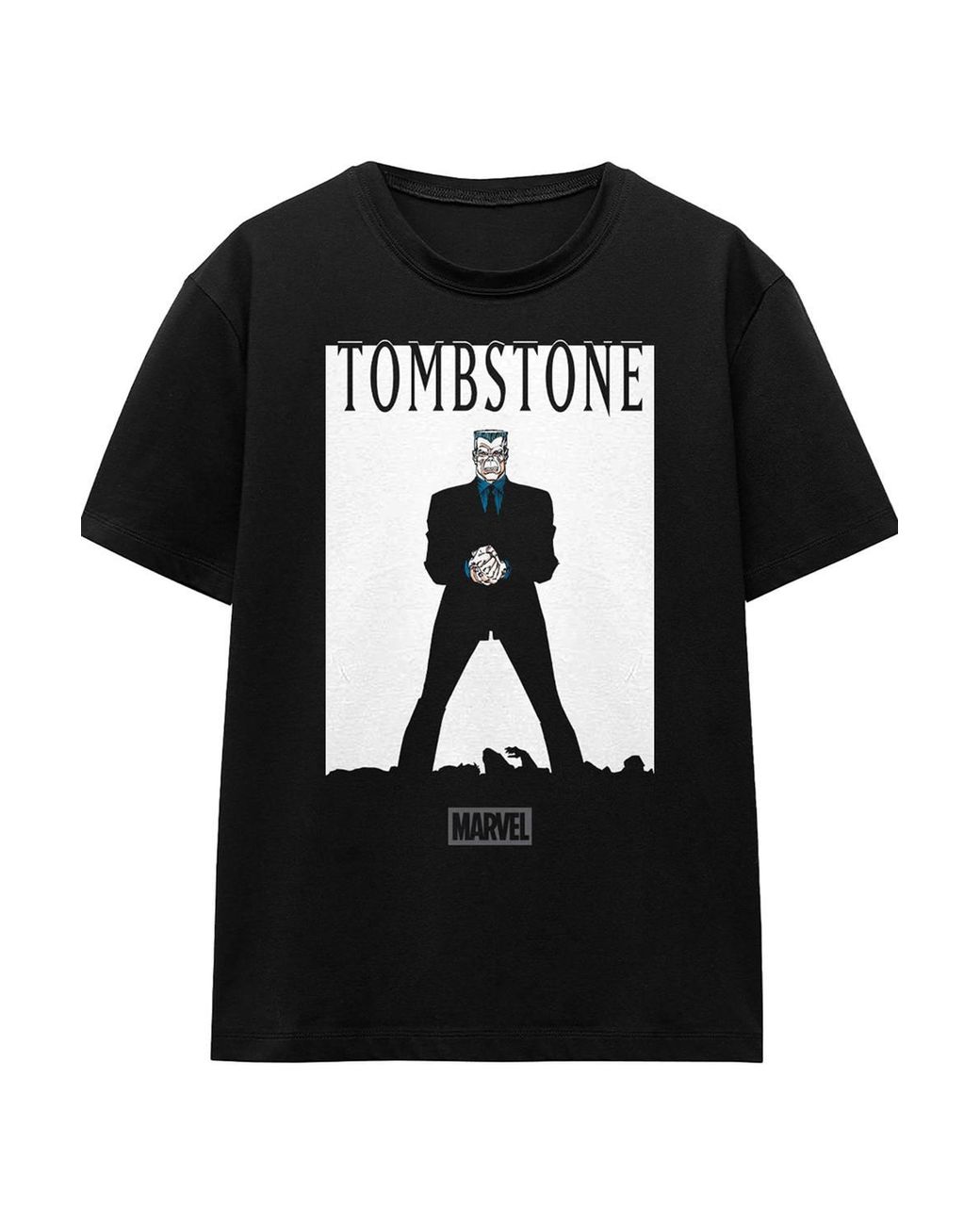 Marvel Black Spiderman Retro Tombstone Cover T-Shirt