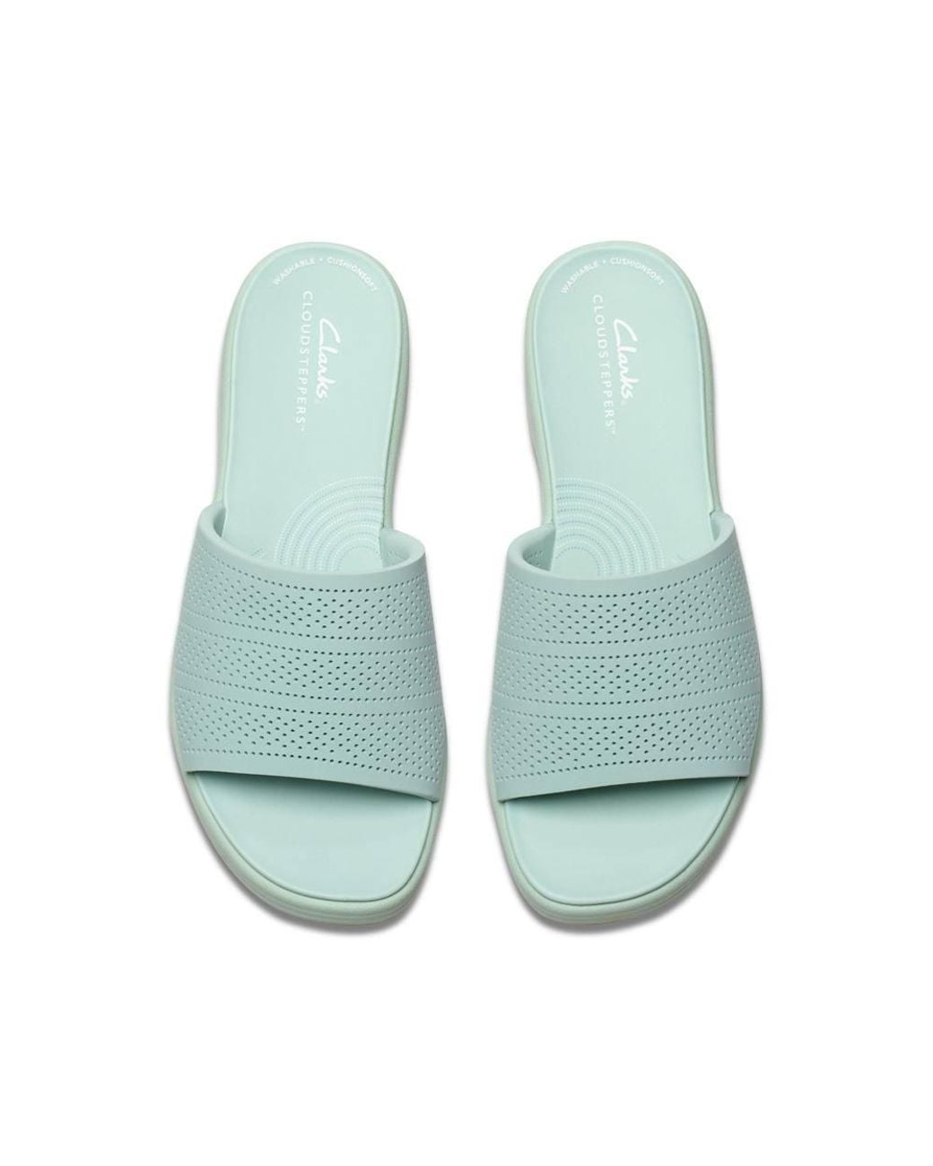 Clarks Green Drift Twist Mint Flat Sandals, Sliders