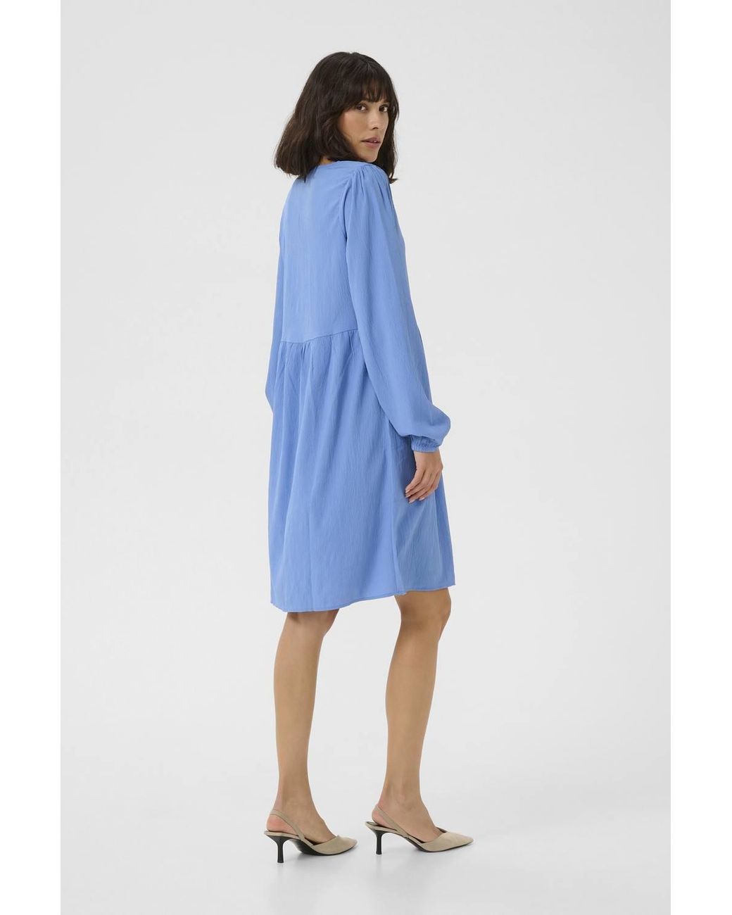 Kaffe Blue Kalinda A-Line Fit Long Sleeve Dress