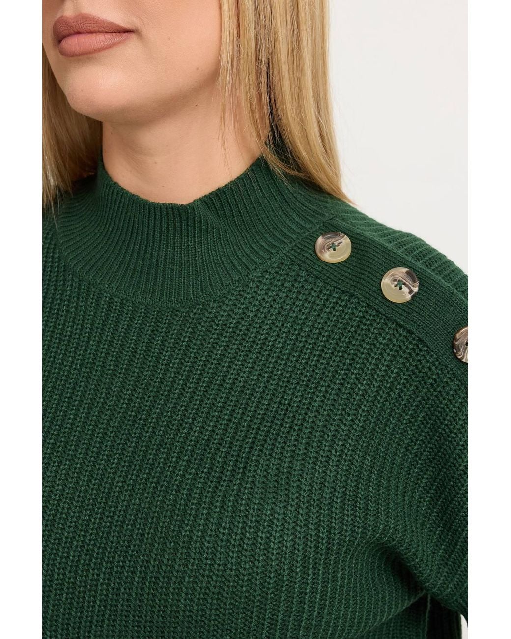 Yours Green High Neck Knitted Jumper