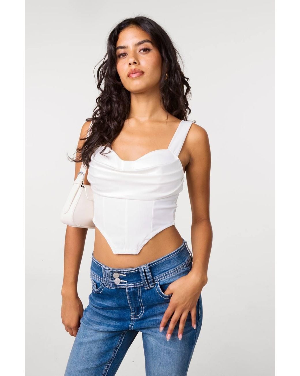 Pink Vanilla Blue Corset Cowl Top