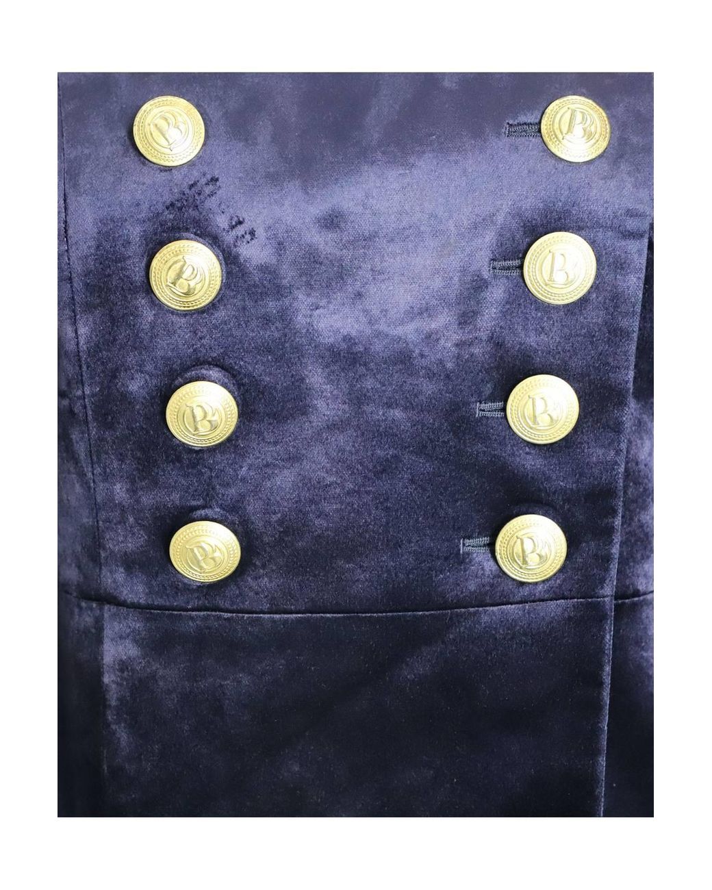 Balmain Blue Preloved Military Blazer & Shorts Set Velvet