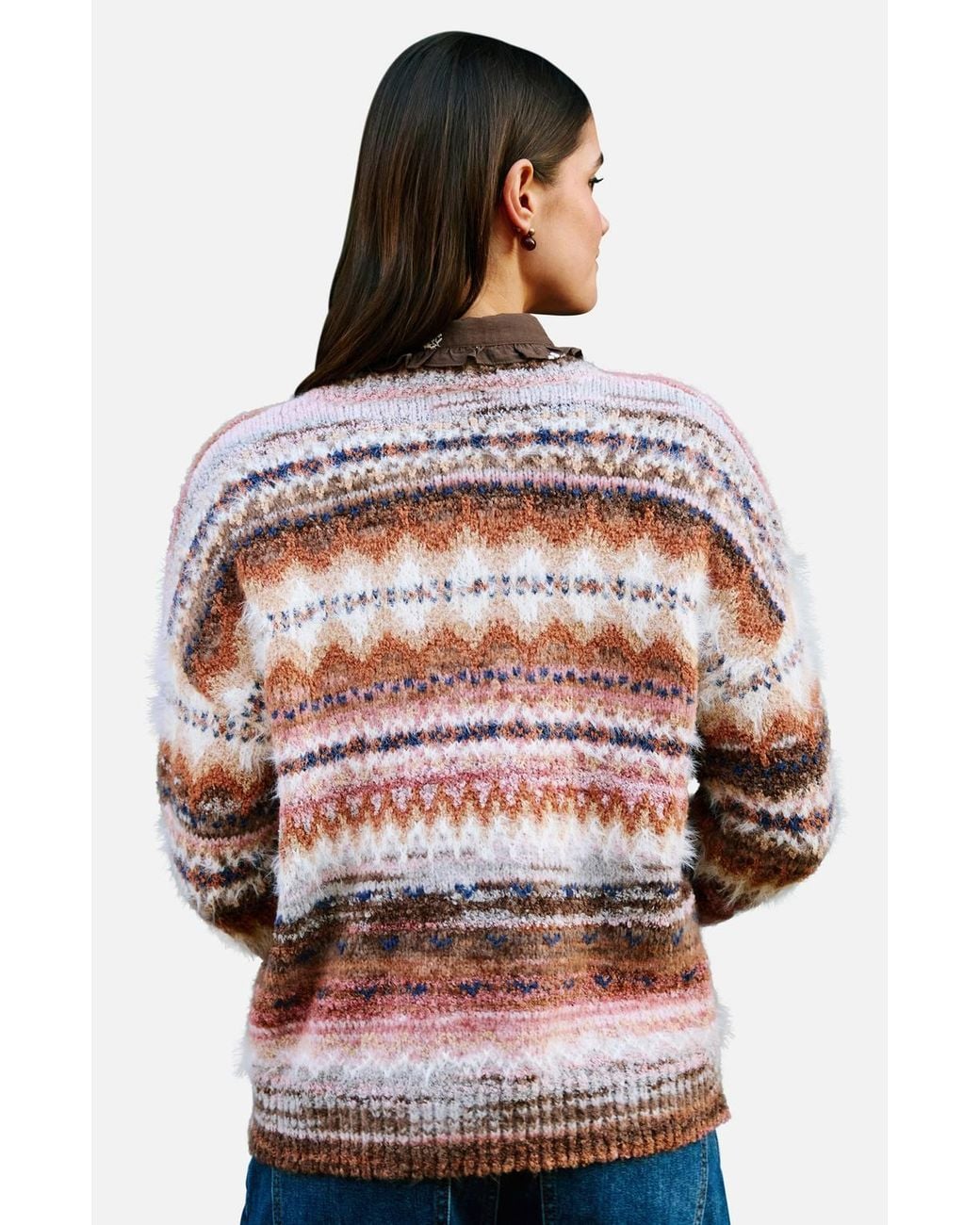 Yumi' Red Fairisle Relaxed Boucle Jumper