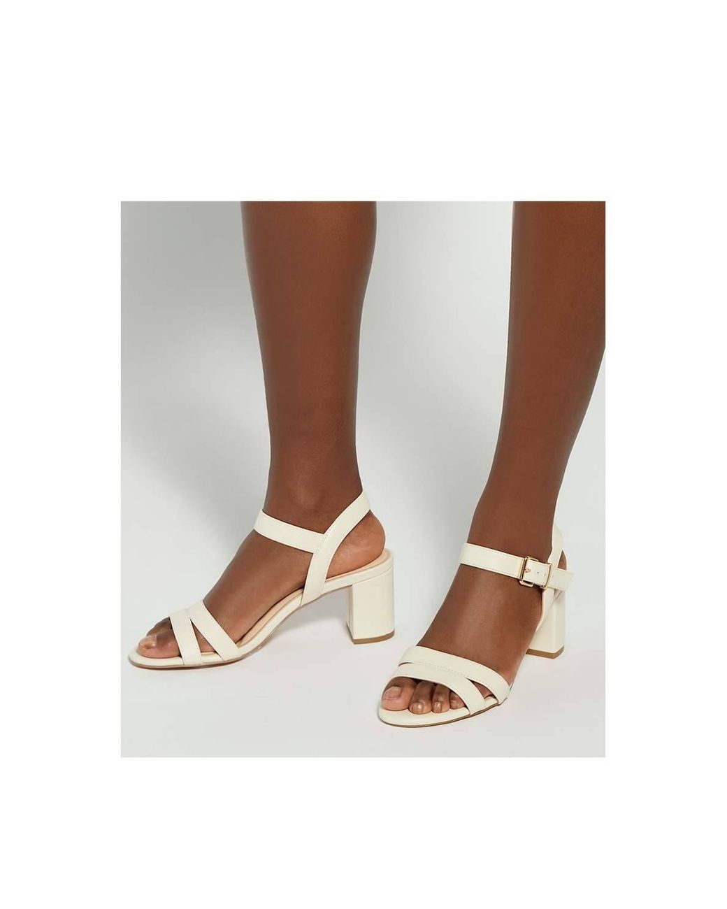 Dune White Wide Fit 'Merisa' Leather Sandals