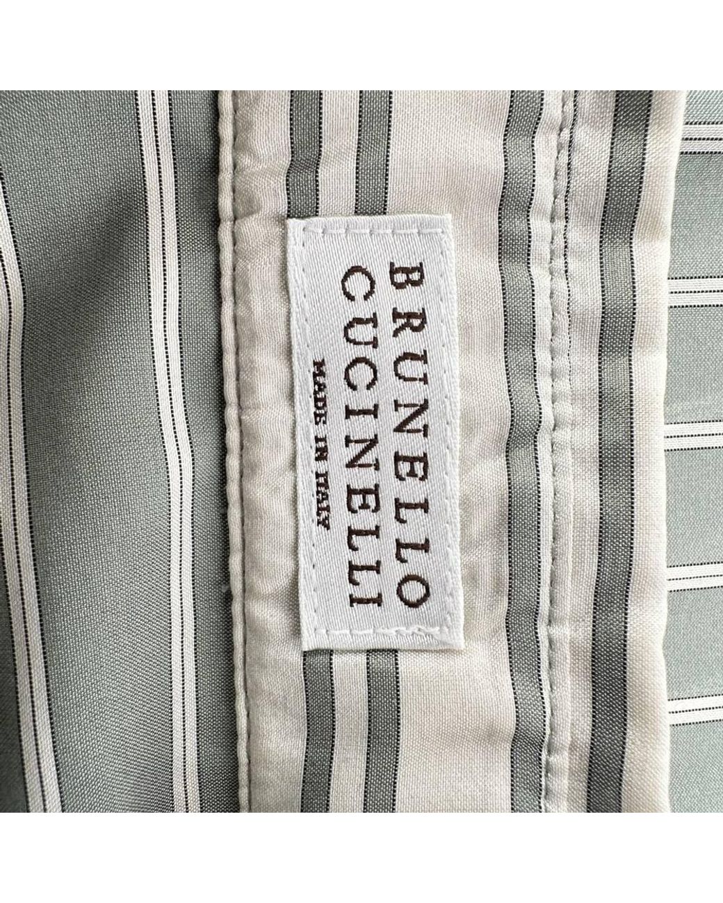 Brunello Cucinelli Green Preloved Striped Shirt Silk