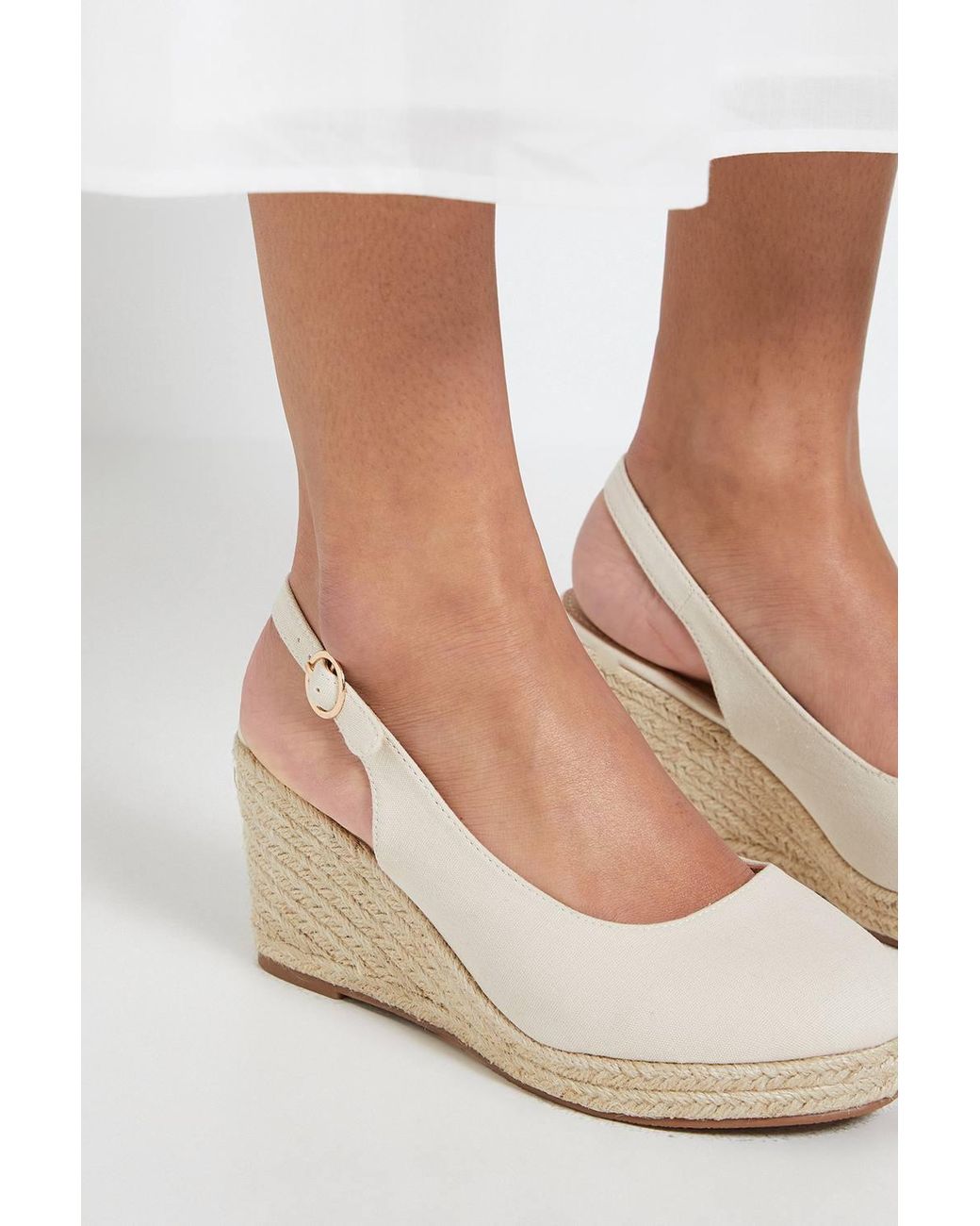 Dorothy Perkins Natural Wide Fit Riya Closed Toe Slingback Espadrille Wedge Sandals