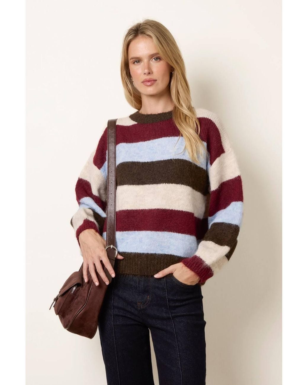 Blue Vanilla Red Multi Long Sleeve Round Neck Jumper