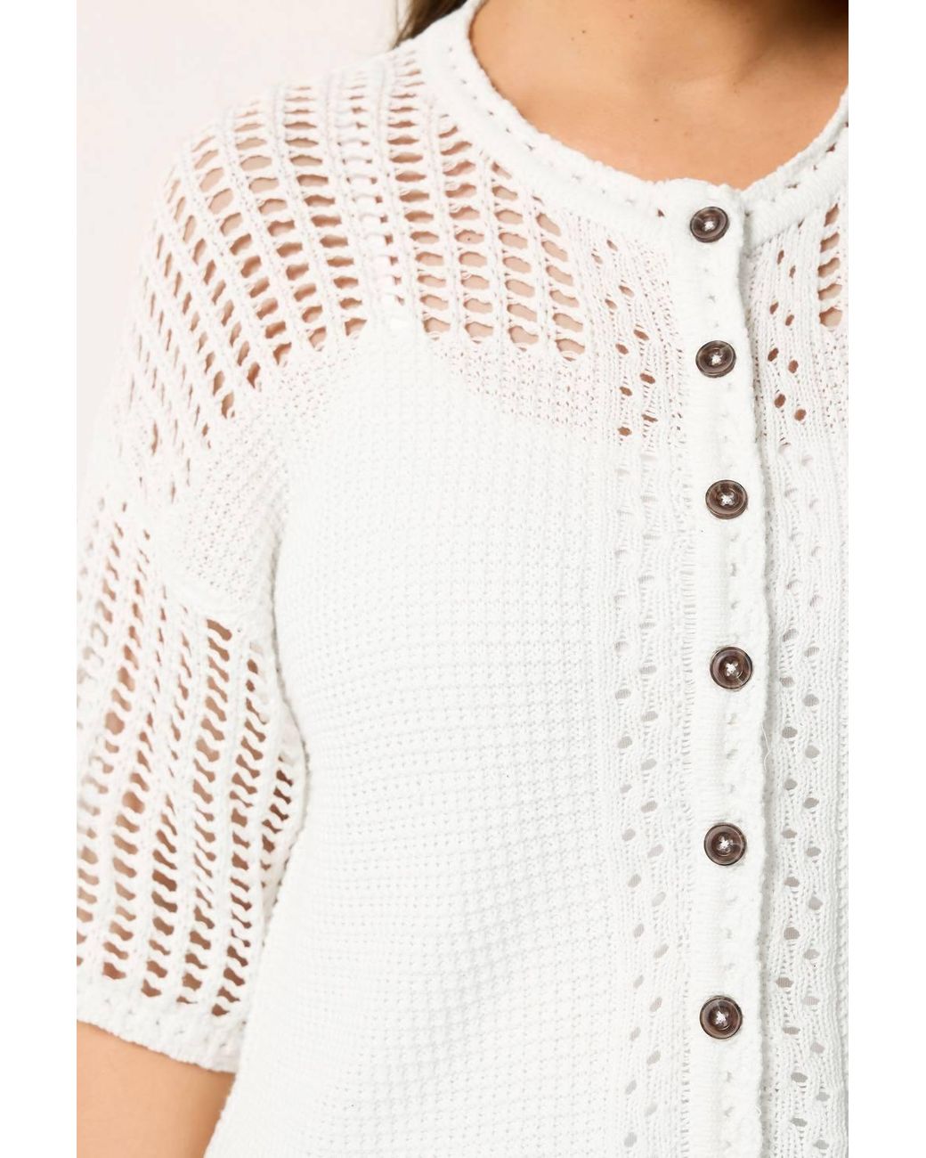 Yours White Open Stitch Cardigan