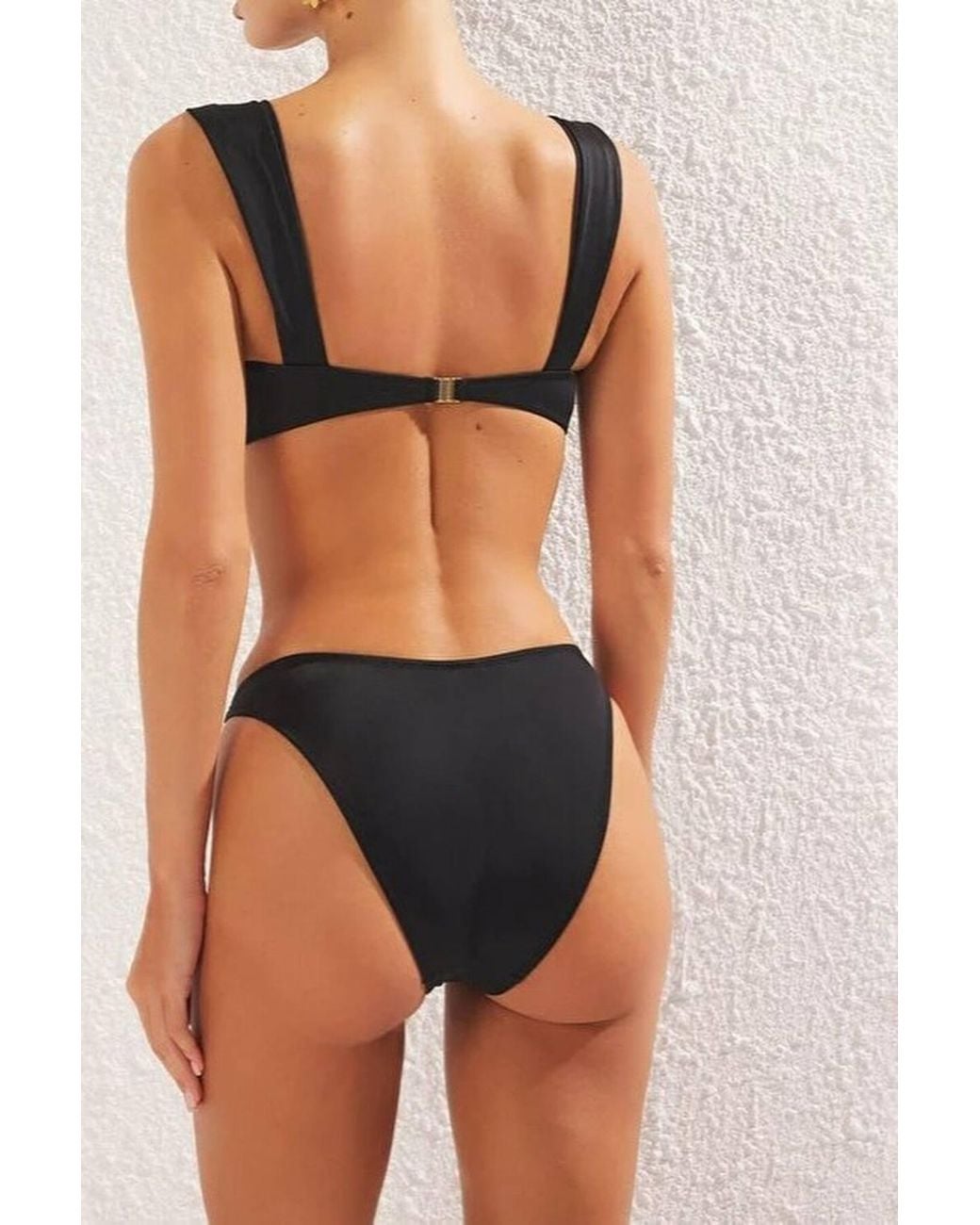 WOVCOR Black Underwired Bikini Set W/ Ring Detail & Wide Straps