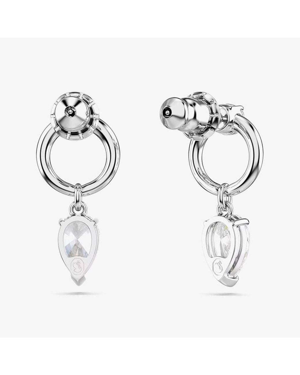Swarovski Metallic Mesmera Rhodium Plated Zirconia Drop Stud Earrings 5723177