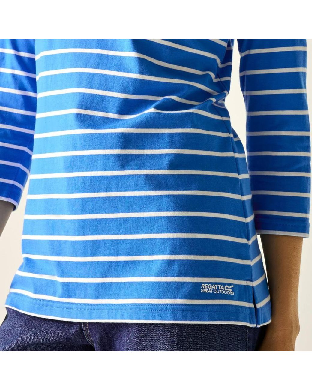 Regatta Blue Bayletta Ii 3/4 Sleeve Stripe Top