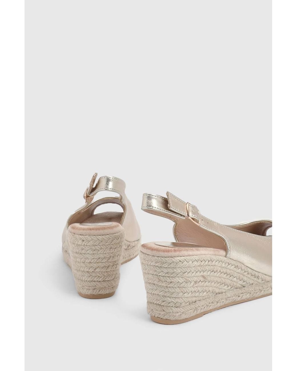 Wallis White Josie Faux Metallic Leather Peeptoe Slingback Medium Espadrille Wedge Sandals