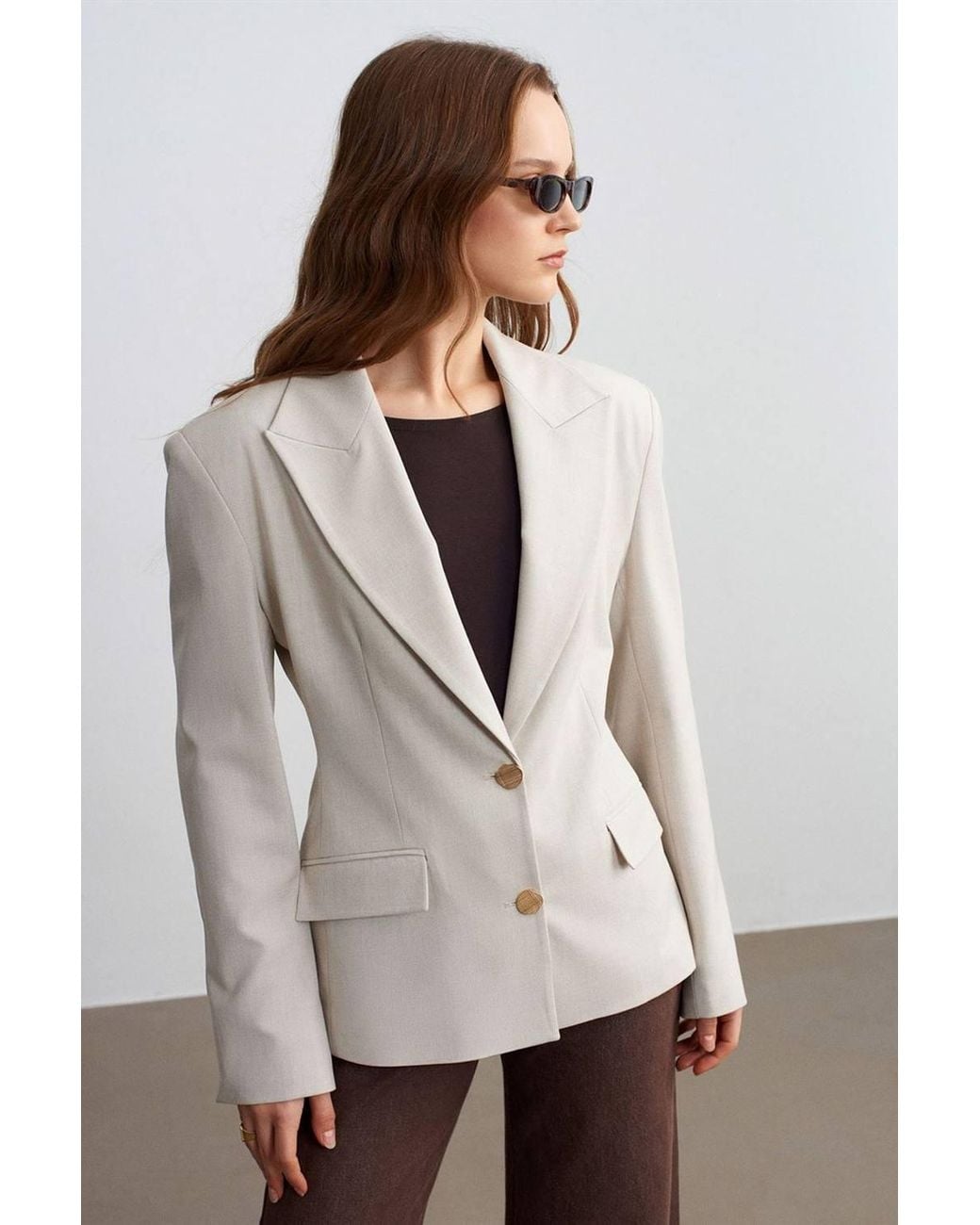 Dilvin Natural Crepe Blazer Jacket
